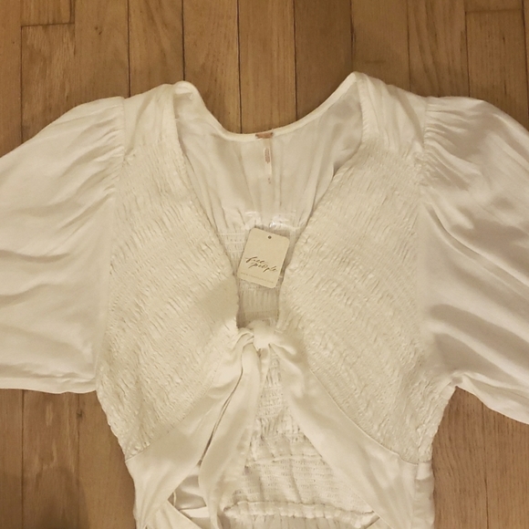 Free People Button Up String Of Hearts White Maxi Dress Size Medium - Picture 8 of 14